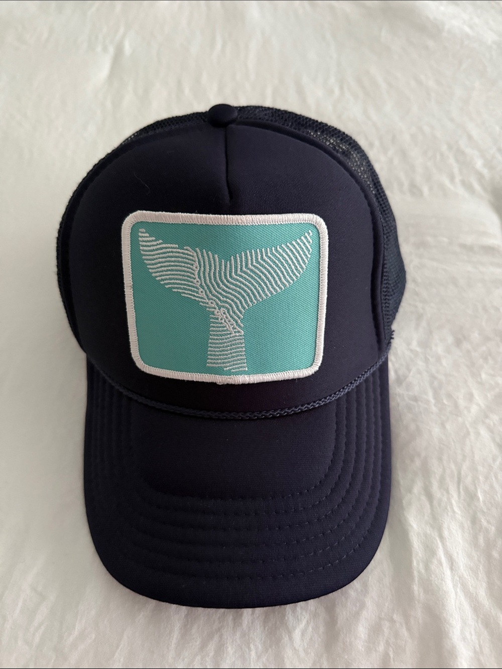OTTO Navy Trucker Hat with Teal Whale Tail Patch